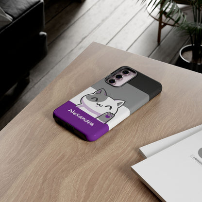 personalised asexual phone case, on table