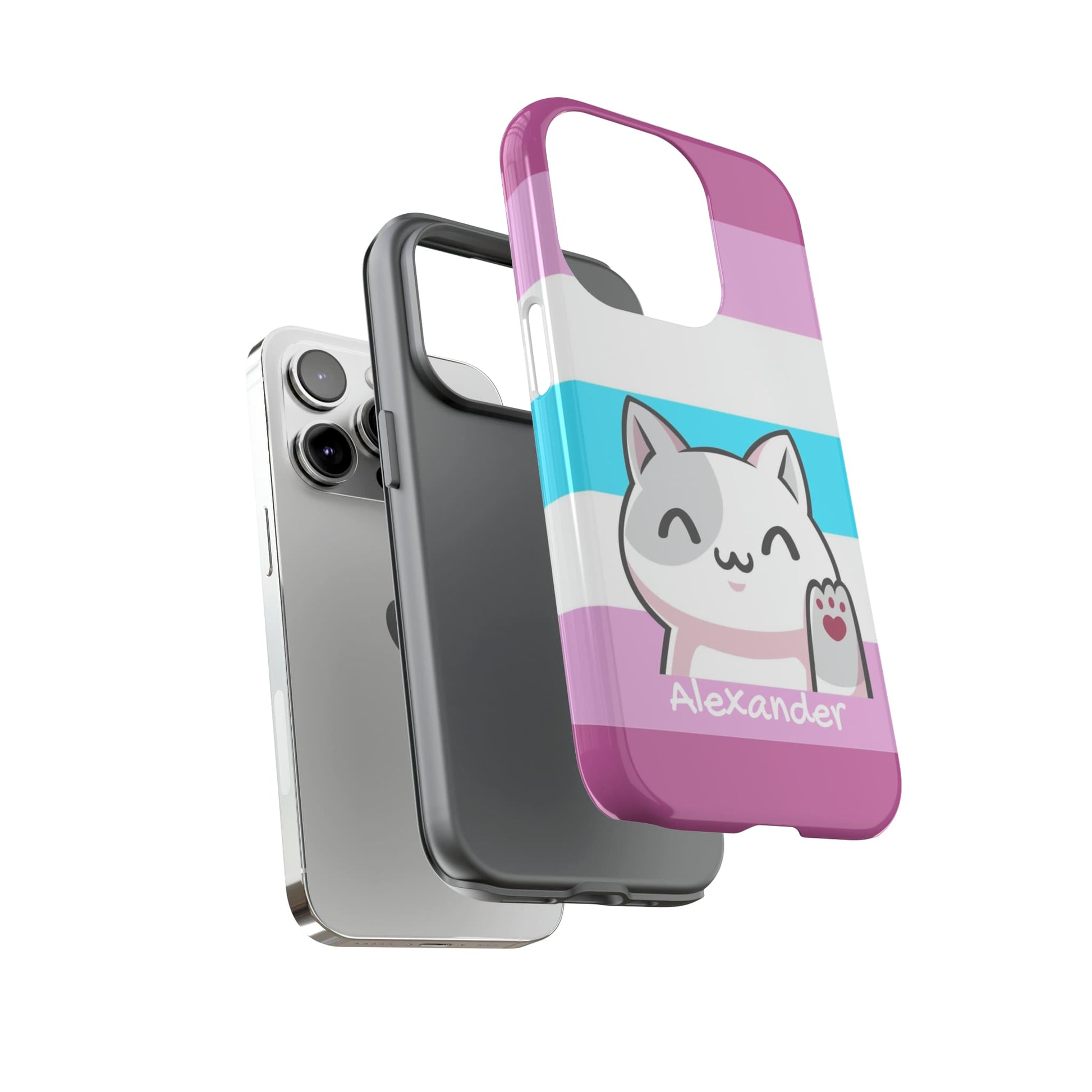 personalised femboy phone case kawaii cat, layers