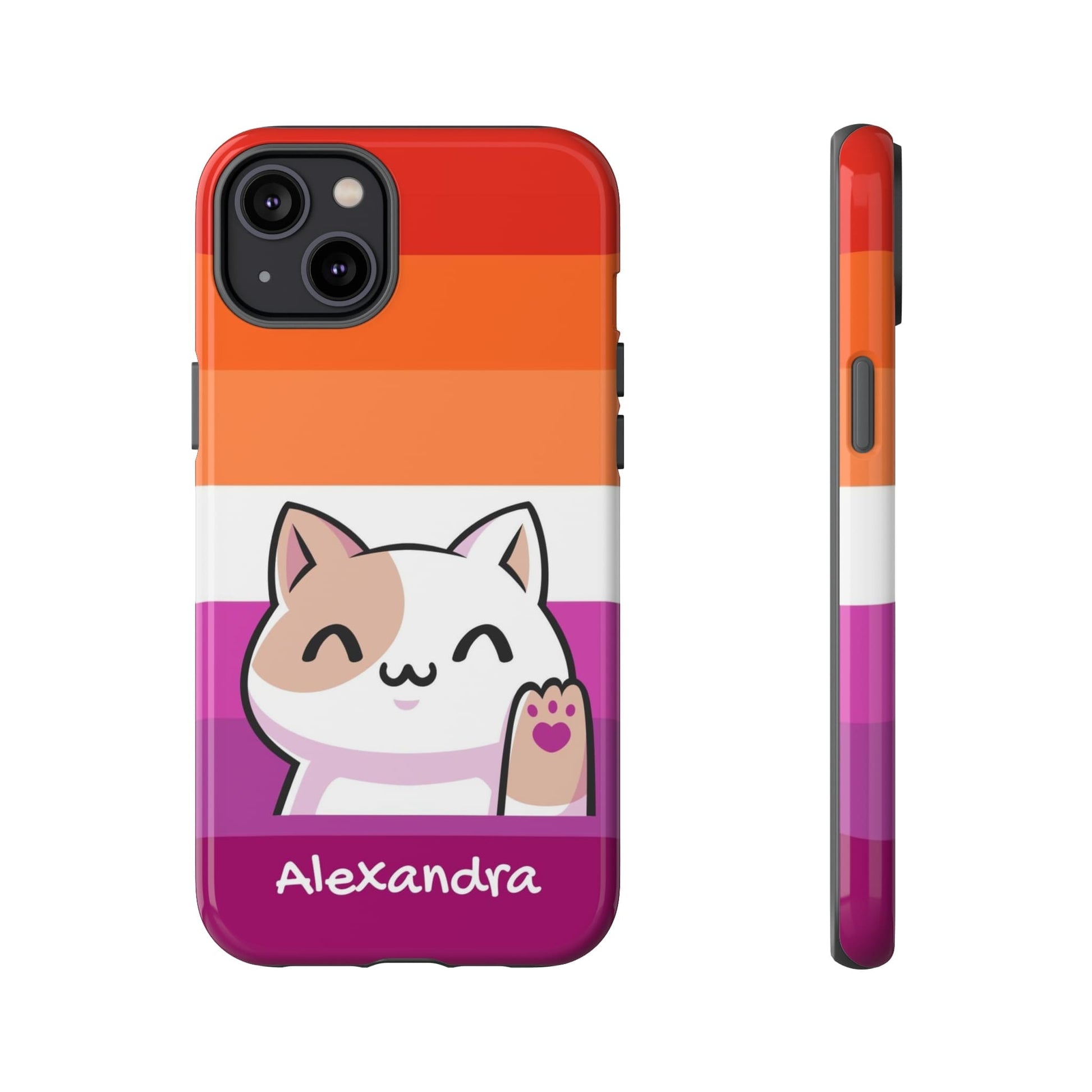 personalised lesbian phone case kawaii cat,front