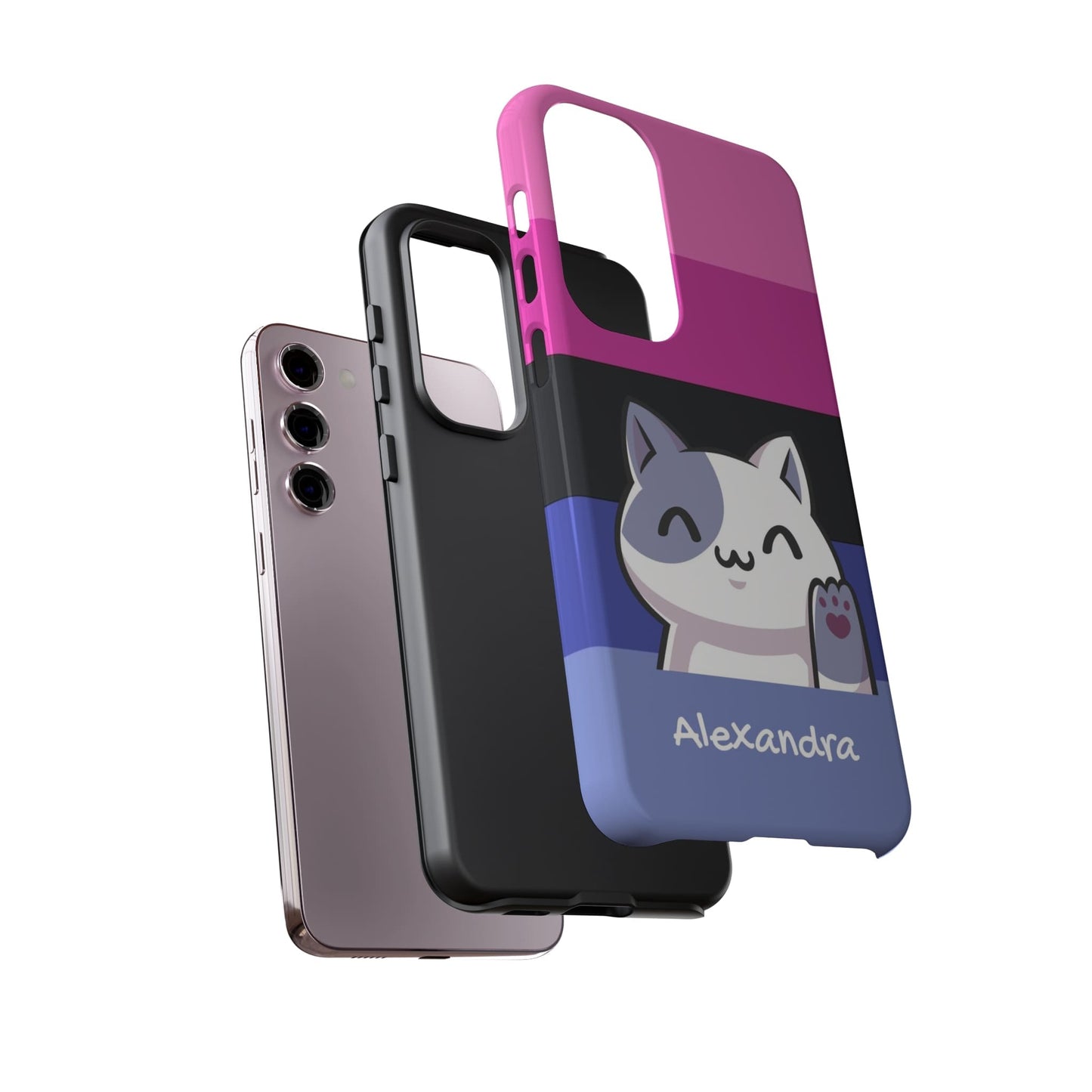 personalised omnisexual phone case kawaii cat, layers