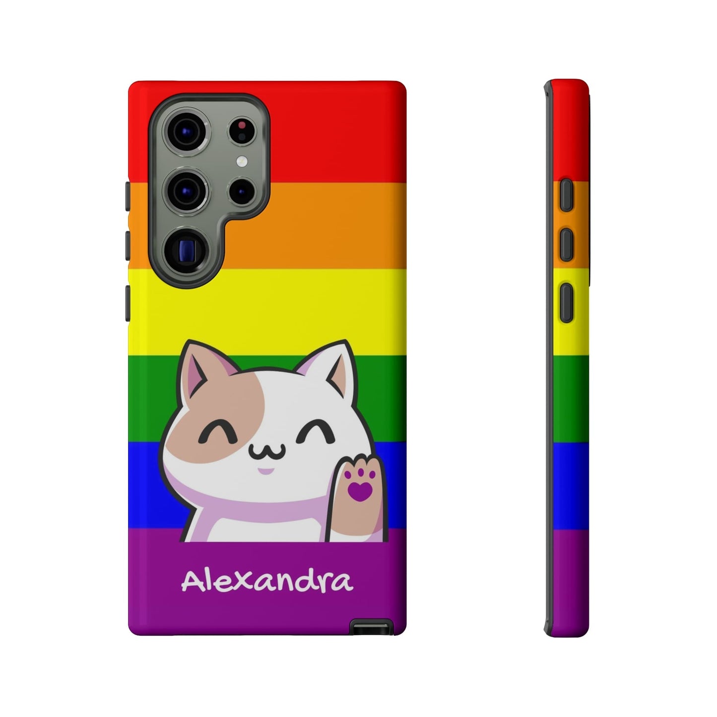 lgbt pride phone case kawaii cat, front