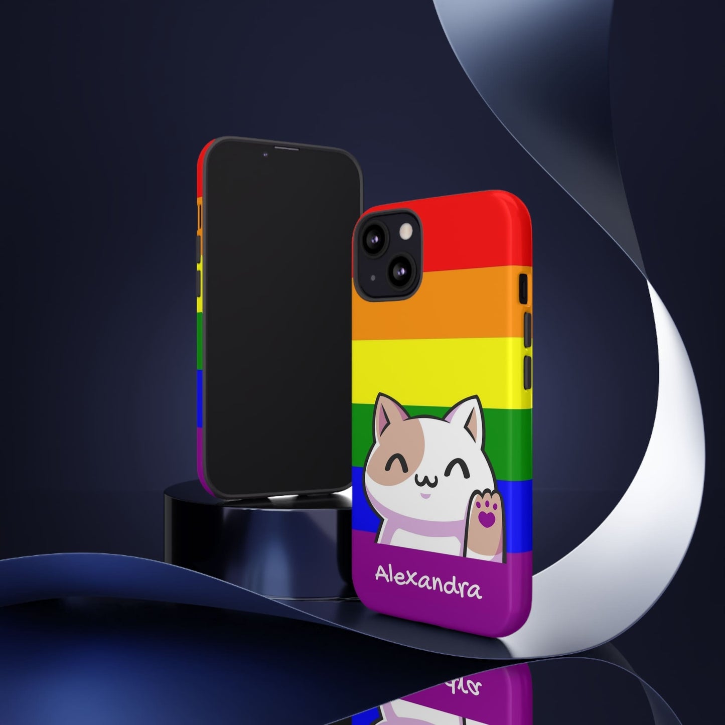 lgbt pride phone case kawaii cat, tilt