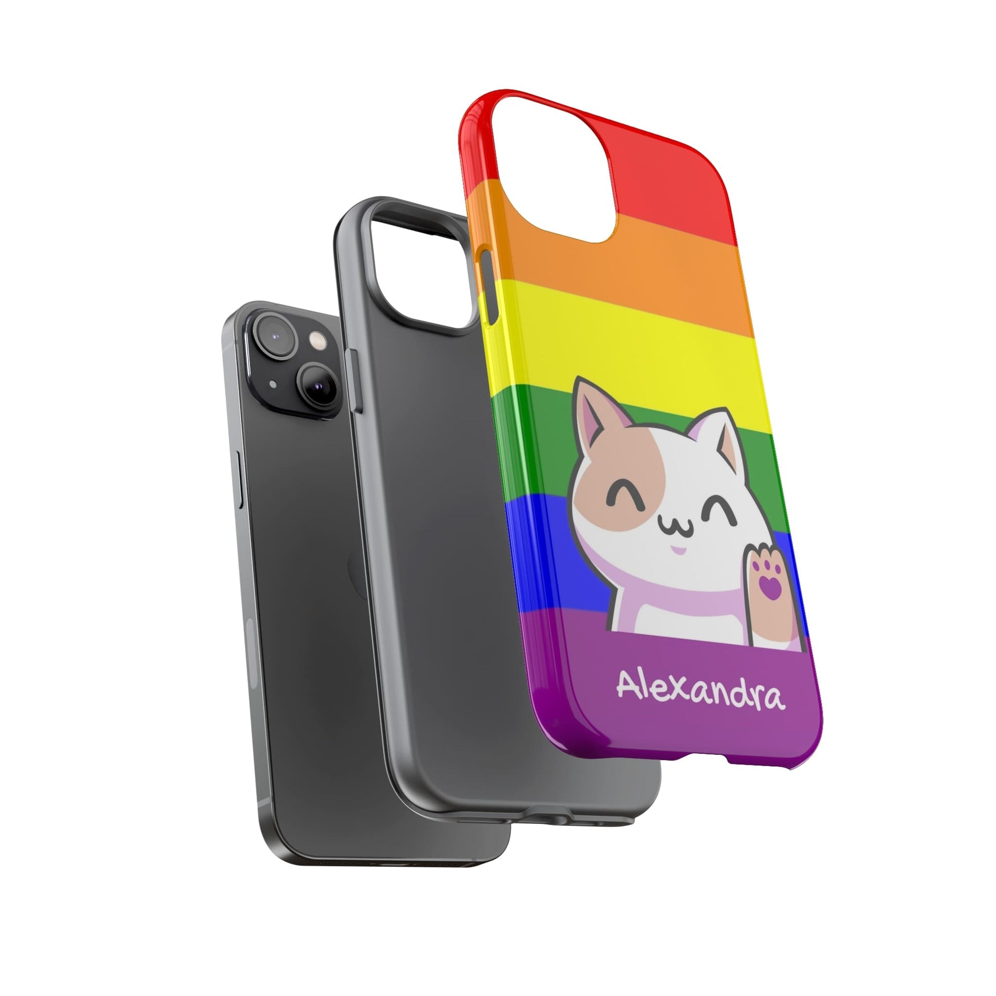 lgbt pride phone case kawaii cat,layers