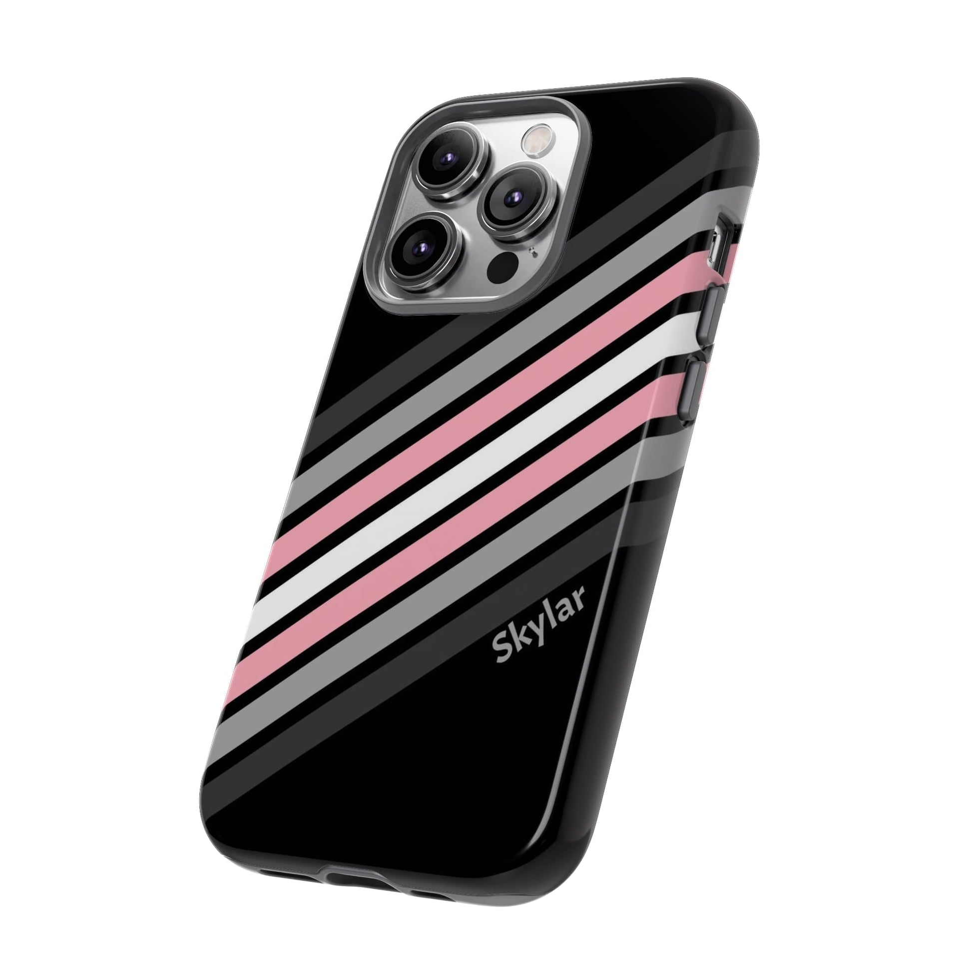 personalised demigirl phone case, subtle demigender pride, side