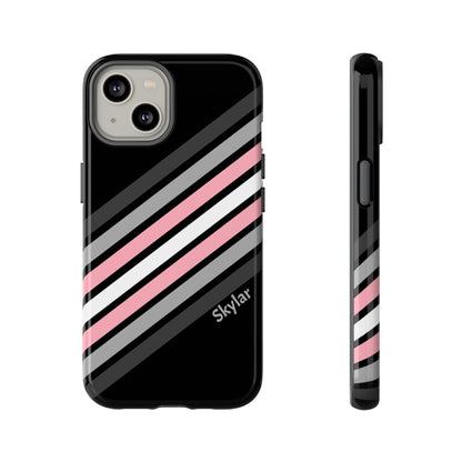 personalised demigirl phone case, subtle demigender pride, front