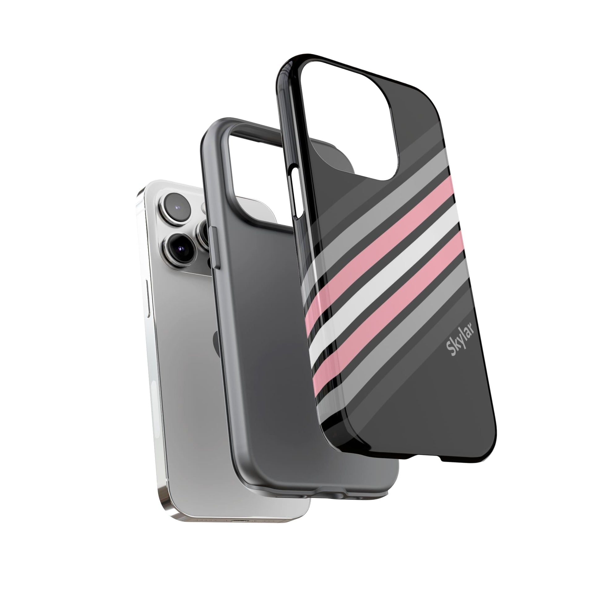 personalised demigirl phone case, subtle demigender pride, layers