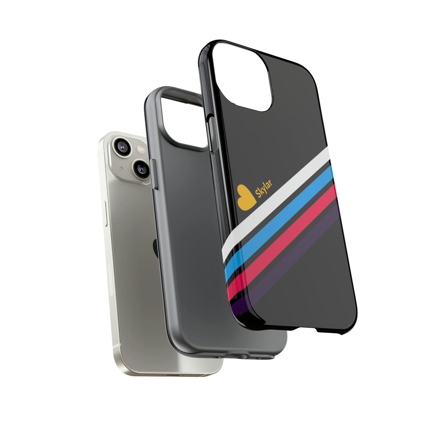 personalised tricolor polyamory phone case, layers