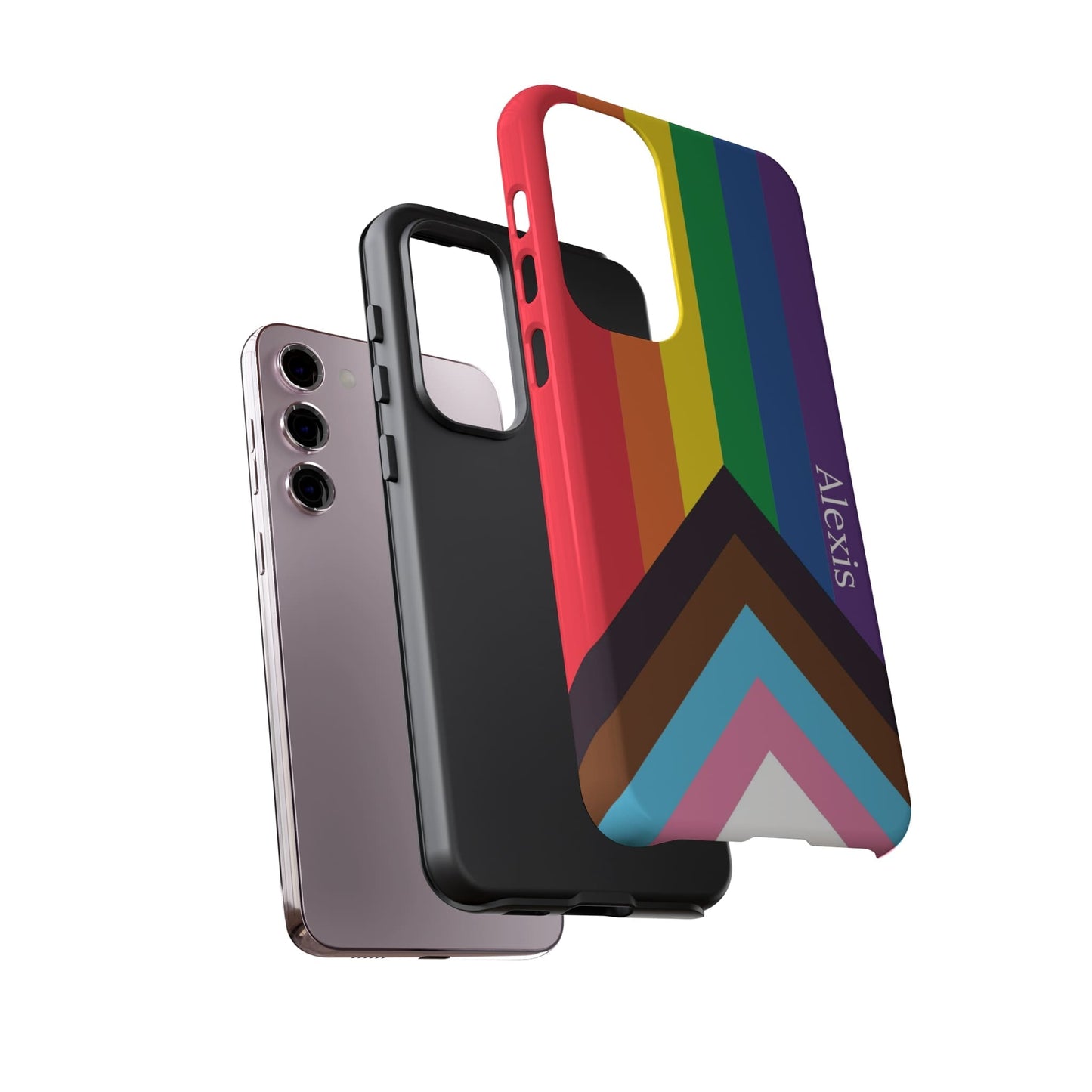 personalized progress pride flag phone case, layers