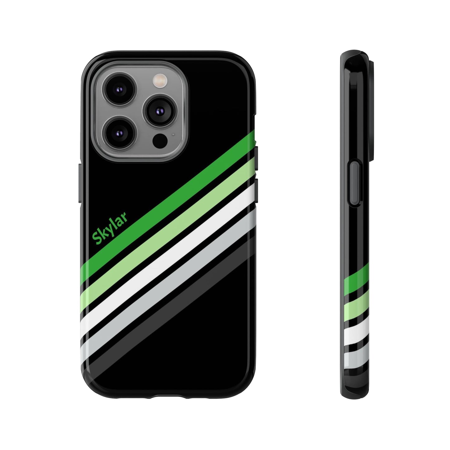 aromantic phone case, subtle aro pride, front