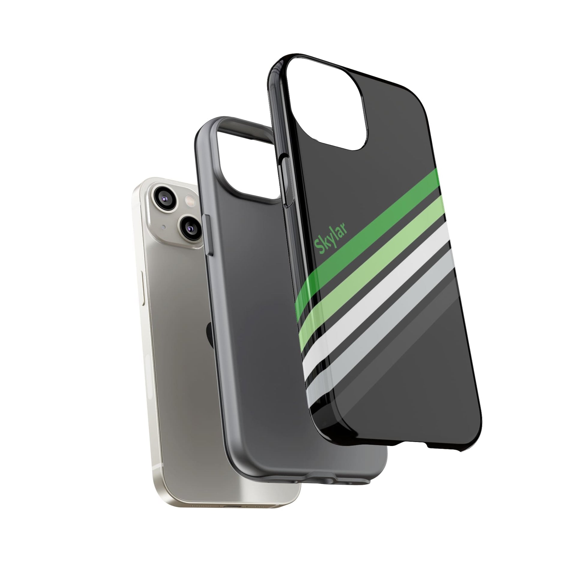 aromantic phone case, subtle aro pride, layers