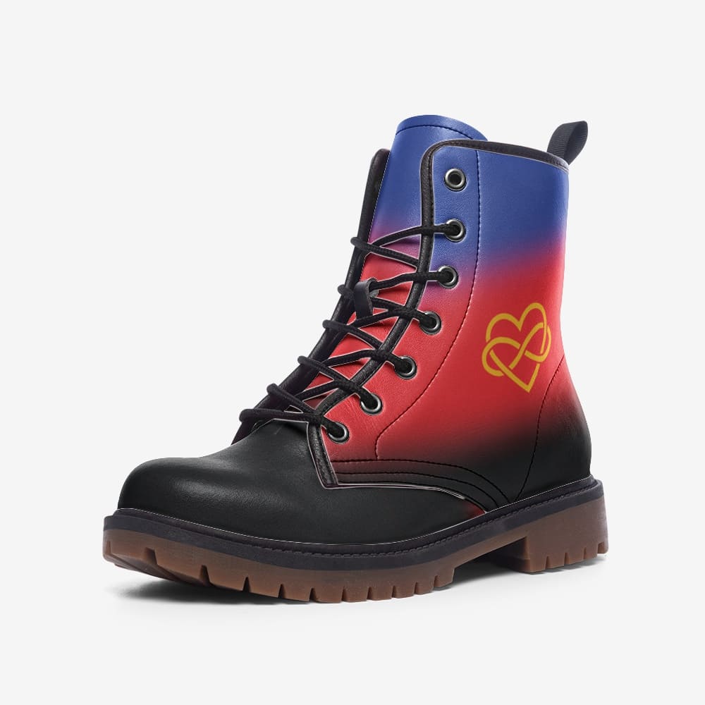 polyamory shoes, polyam pride combat boots