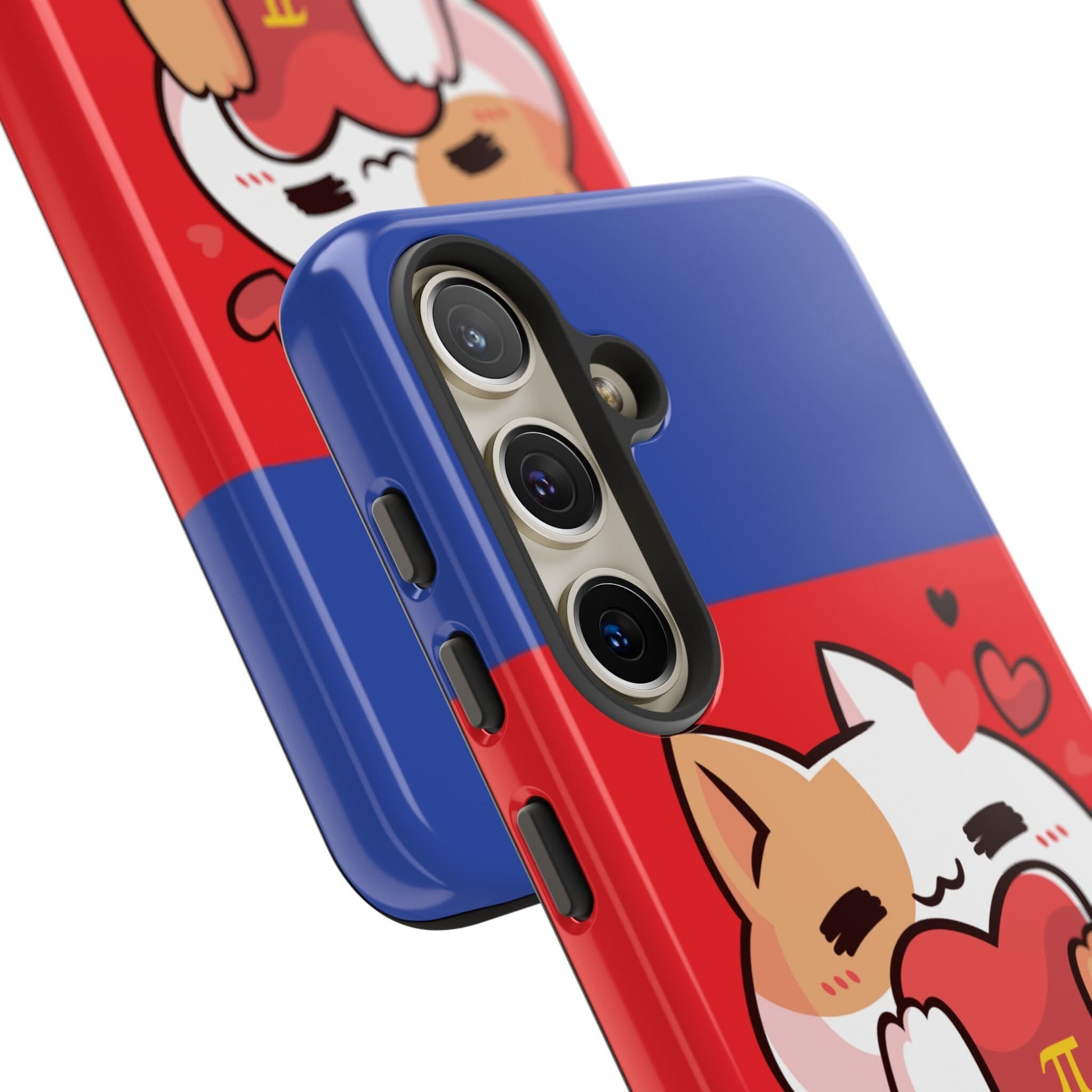 polyamory phone case kawaii cat, close up