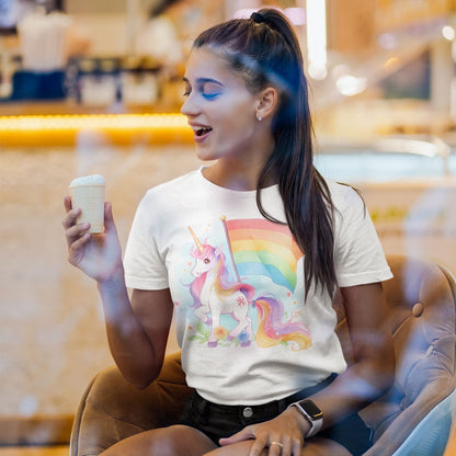 LGBTQ shirt, cute rainbow unicorn tee, in use