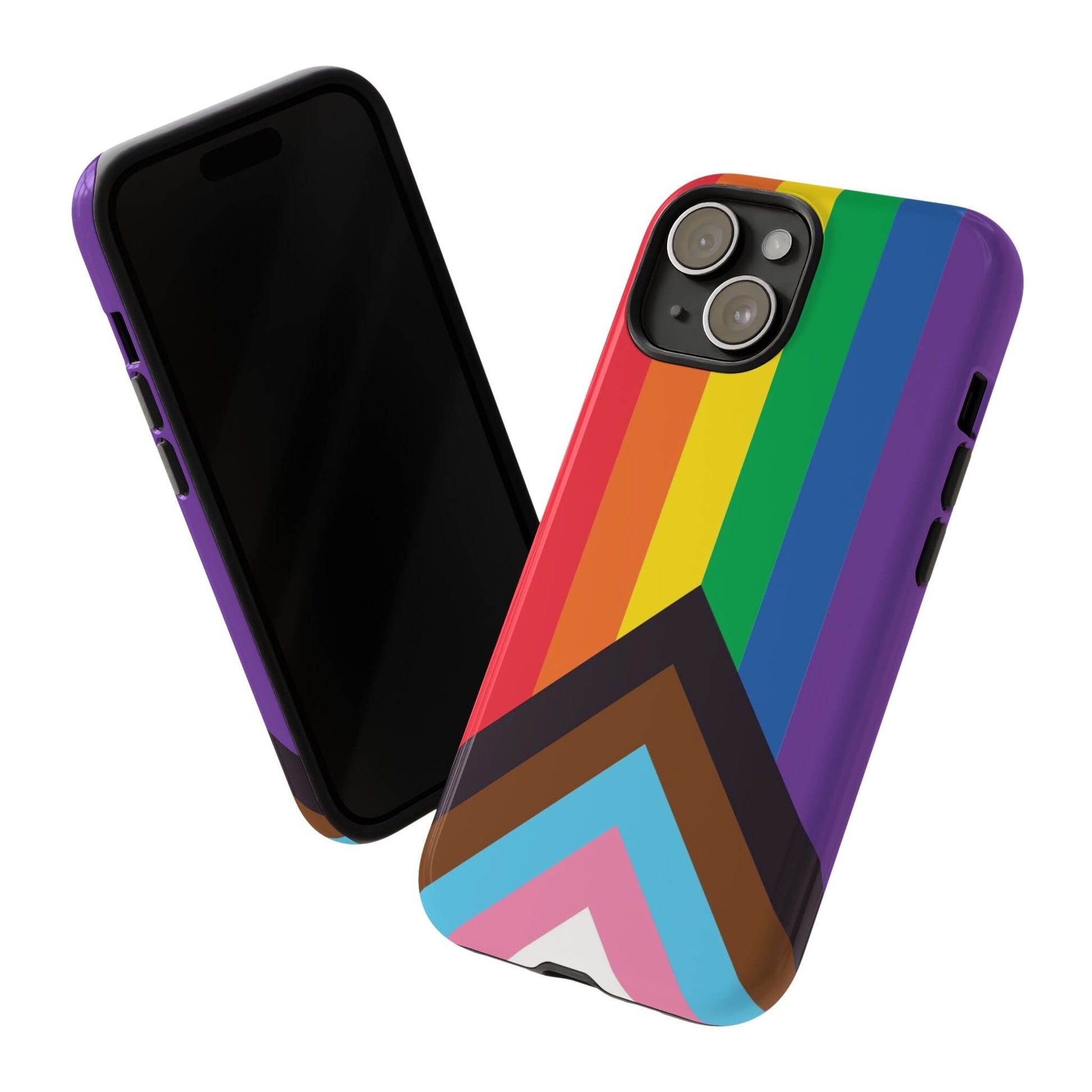 progress pride flag phone case, tilt