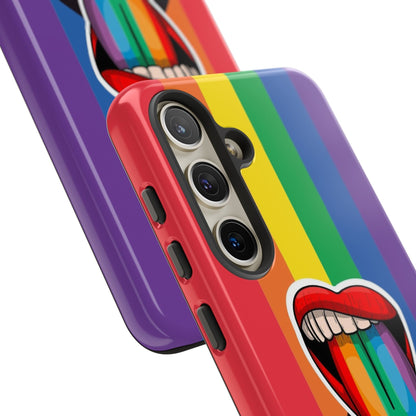 Progress pride phone case LGBTQ tongue, close up