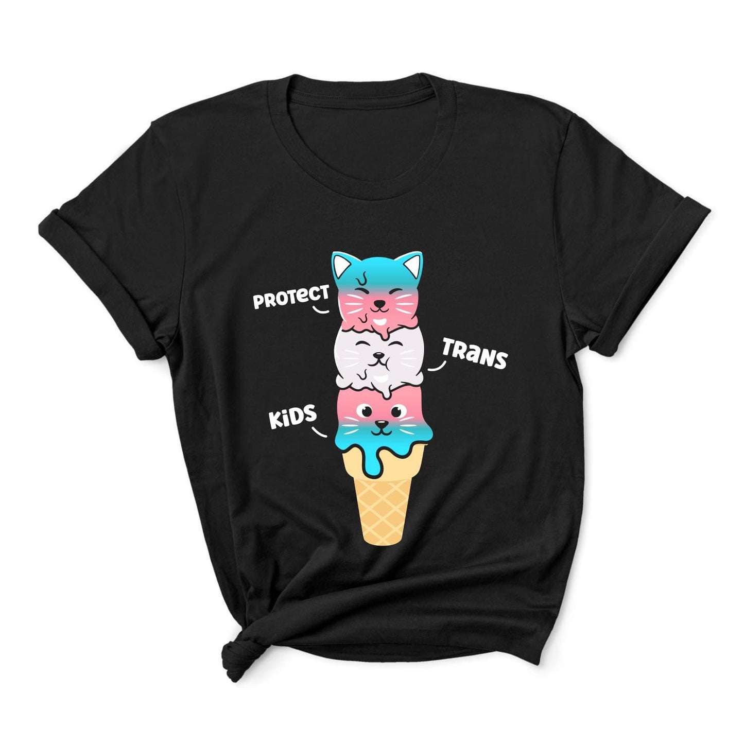 transgender shirt, funny cute kawaii cats saying protect trans kids, main