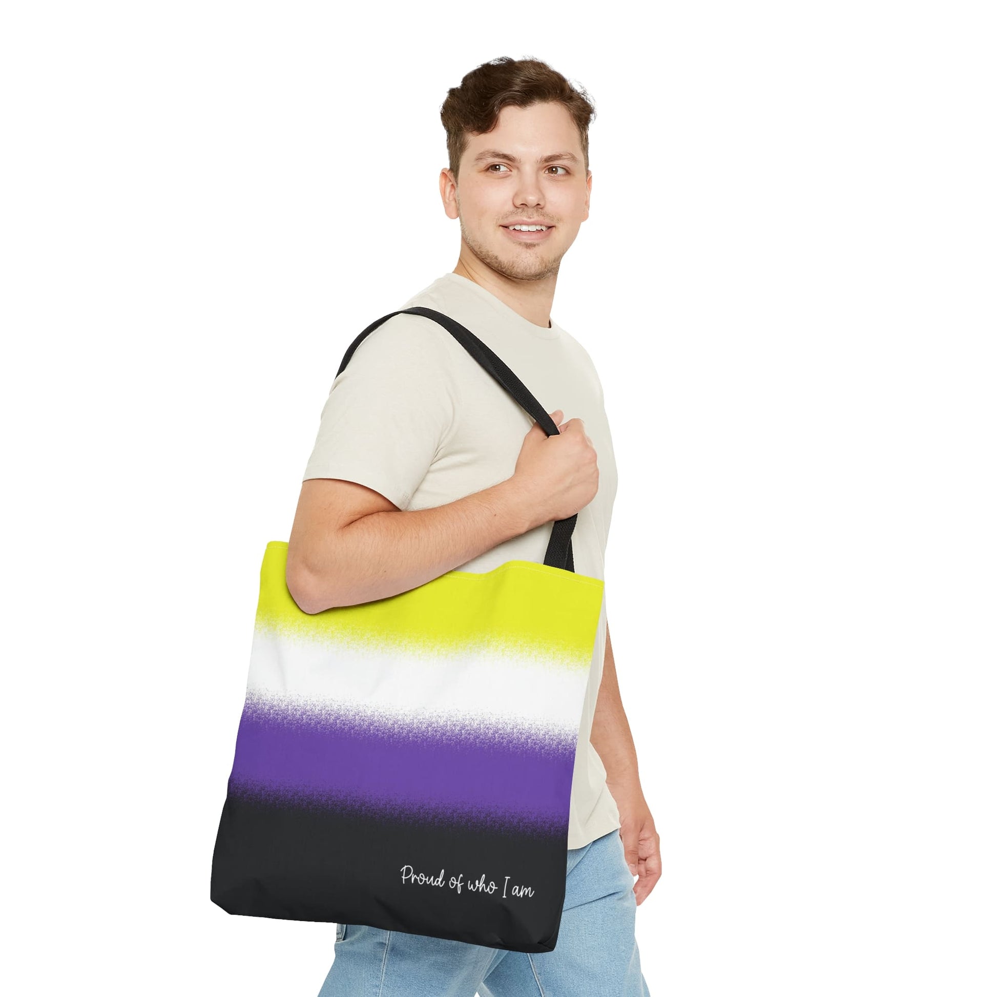 nonbinary flag tote bag, large