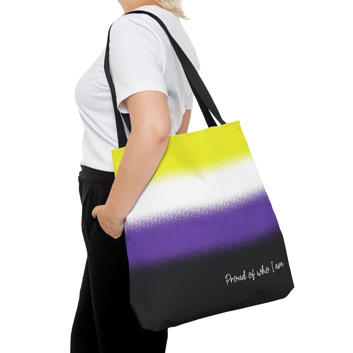 nonbinary flag tote bag, large