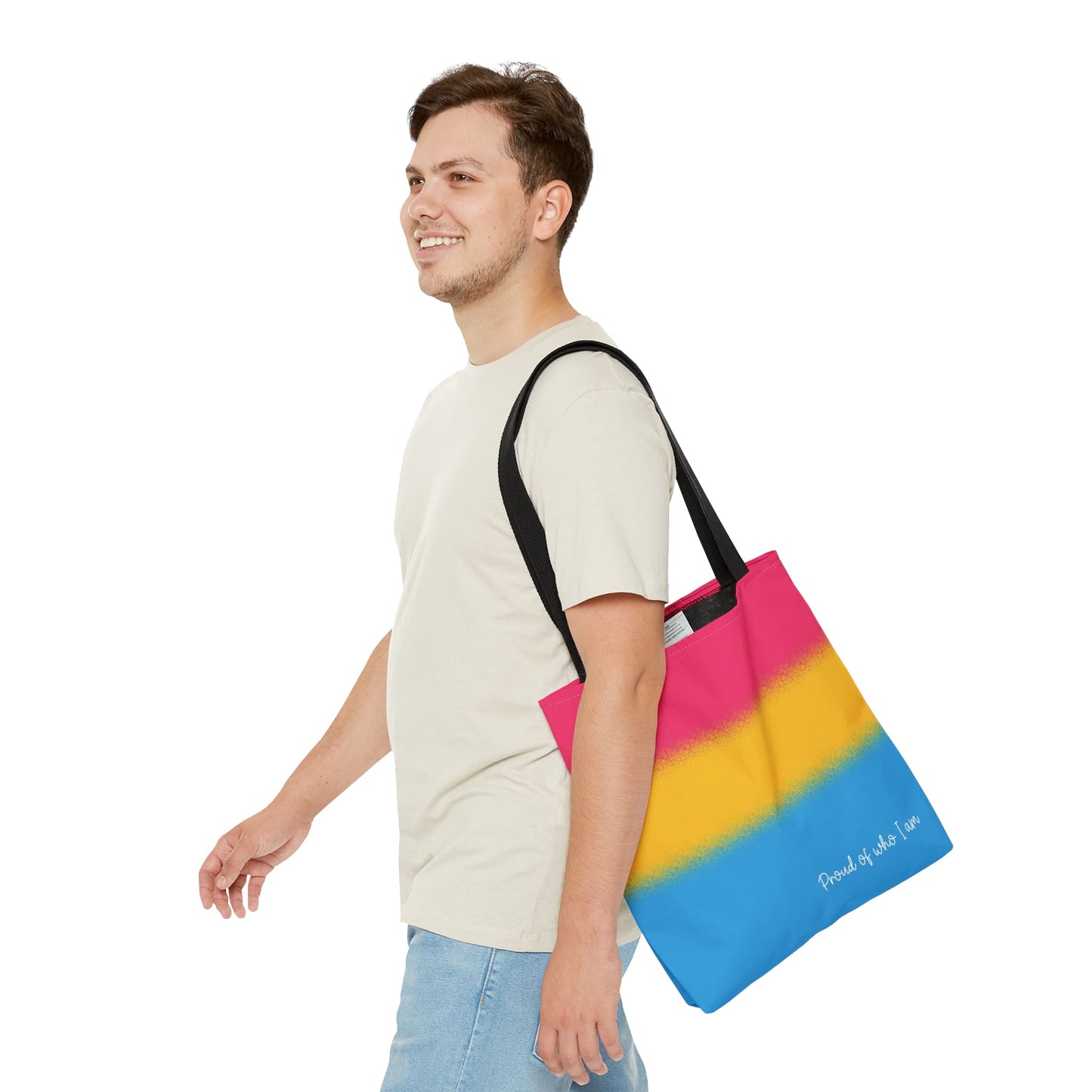 pansexual flag tote bag, medium