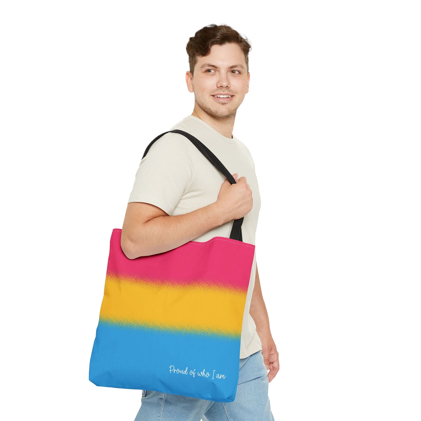 pansexual flag tote bag, large