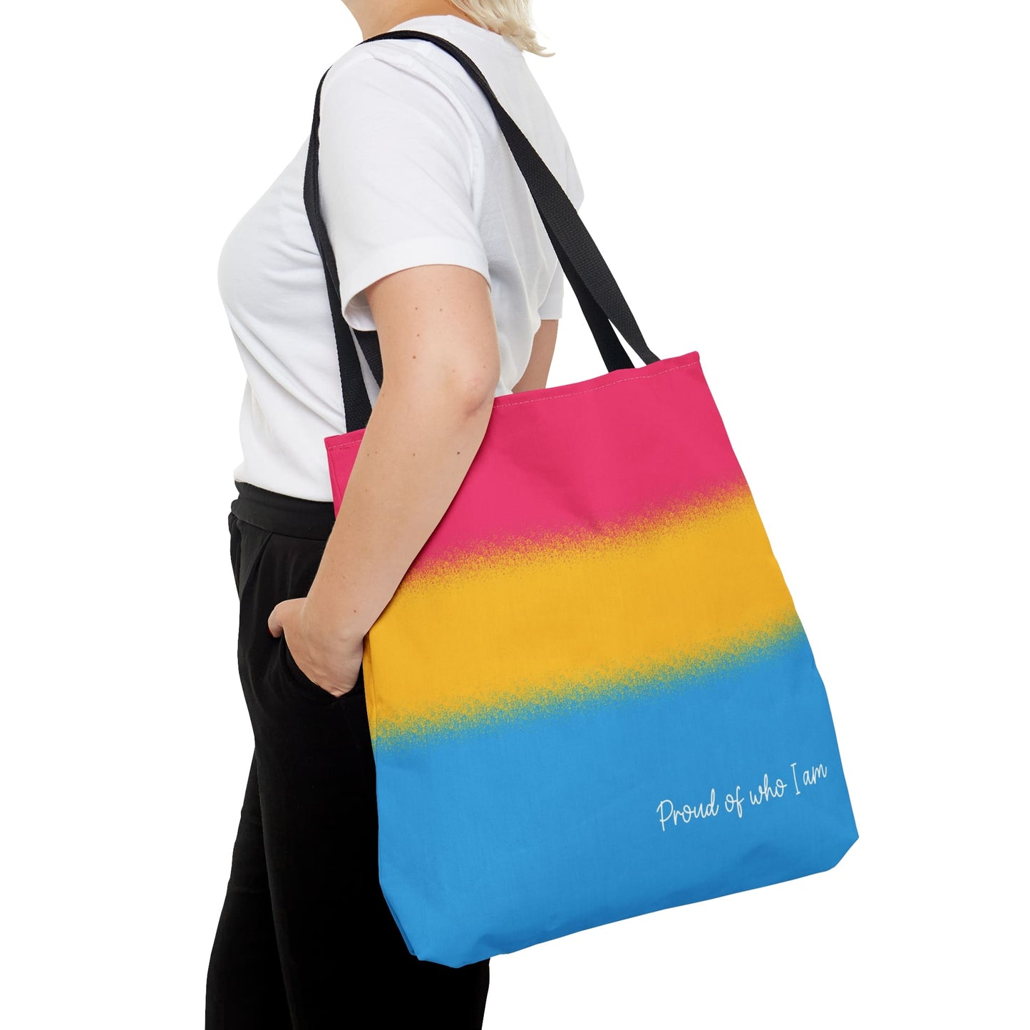 pansexual flag tote bag, large