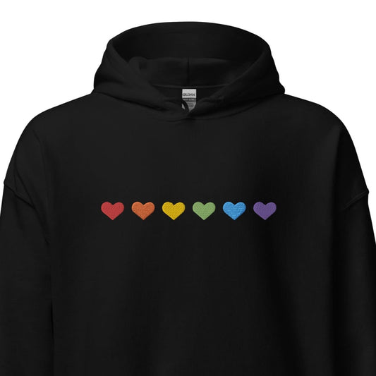 Rainbow hearts pride hoodie, embroidery