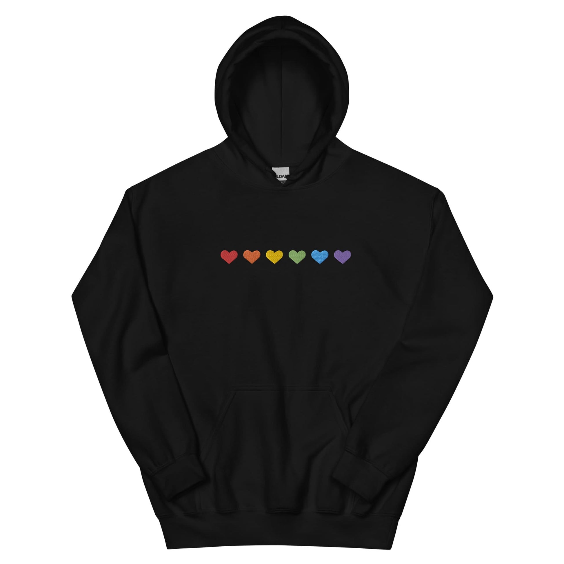 Rainbow hearts pride hoodie, embroidery