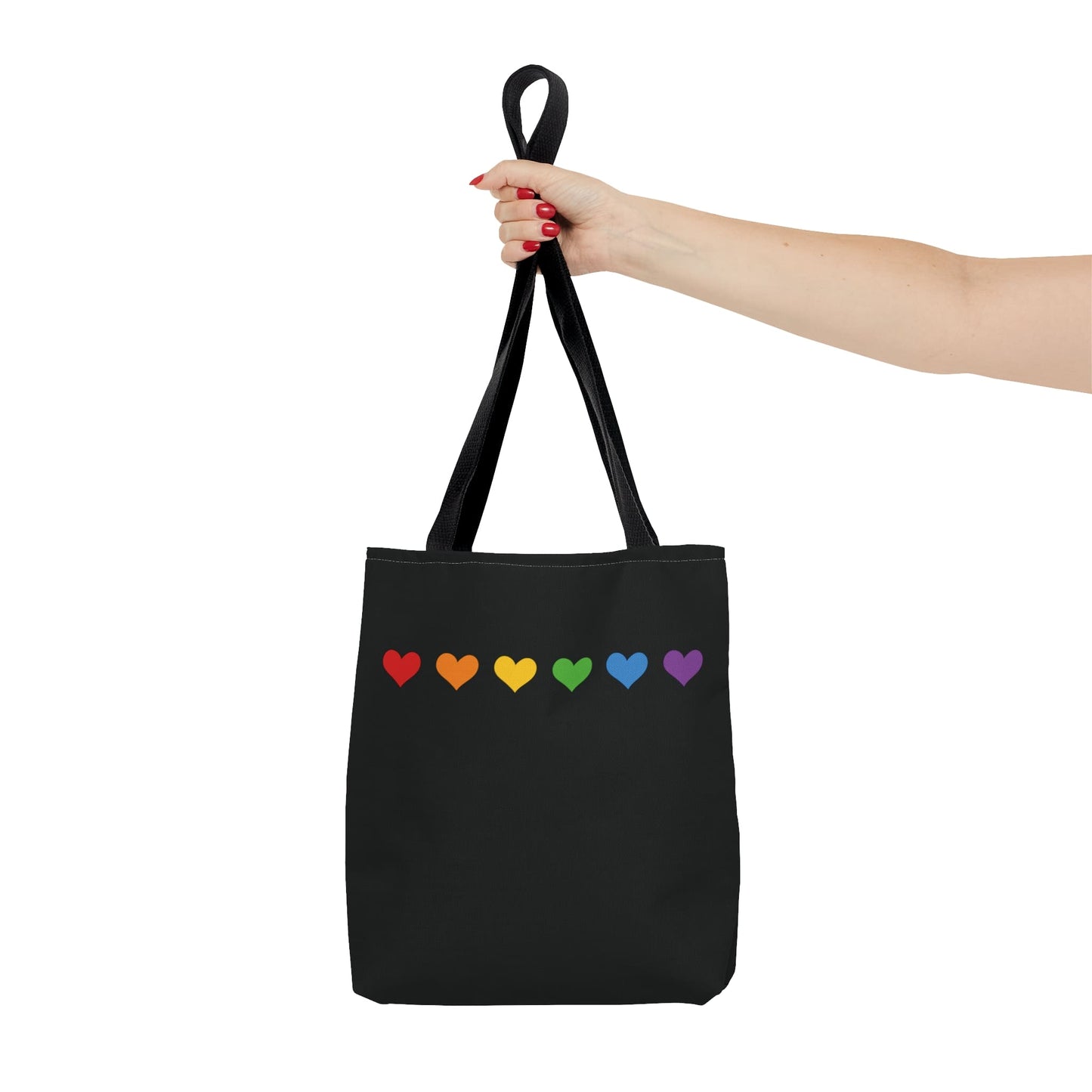 Rainbow LGBT hearts pride tote bag, small