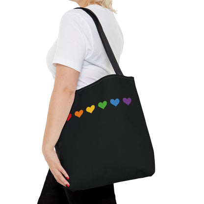 Rainbow LGBT hearts pride tote bag, medium