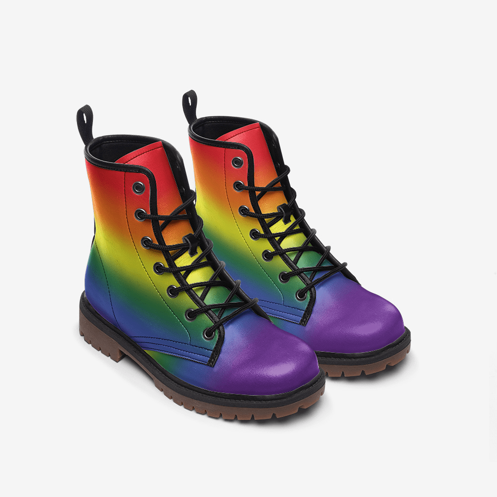 LGBTQ shoes, LGBT pride combat boots, front