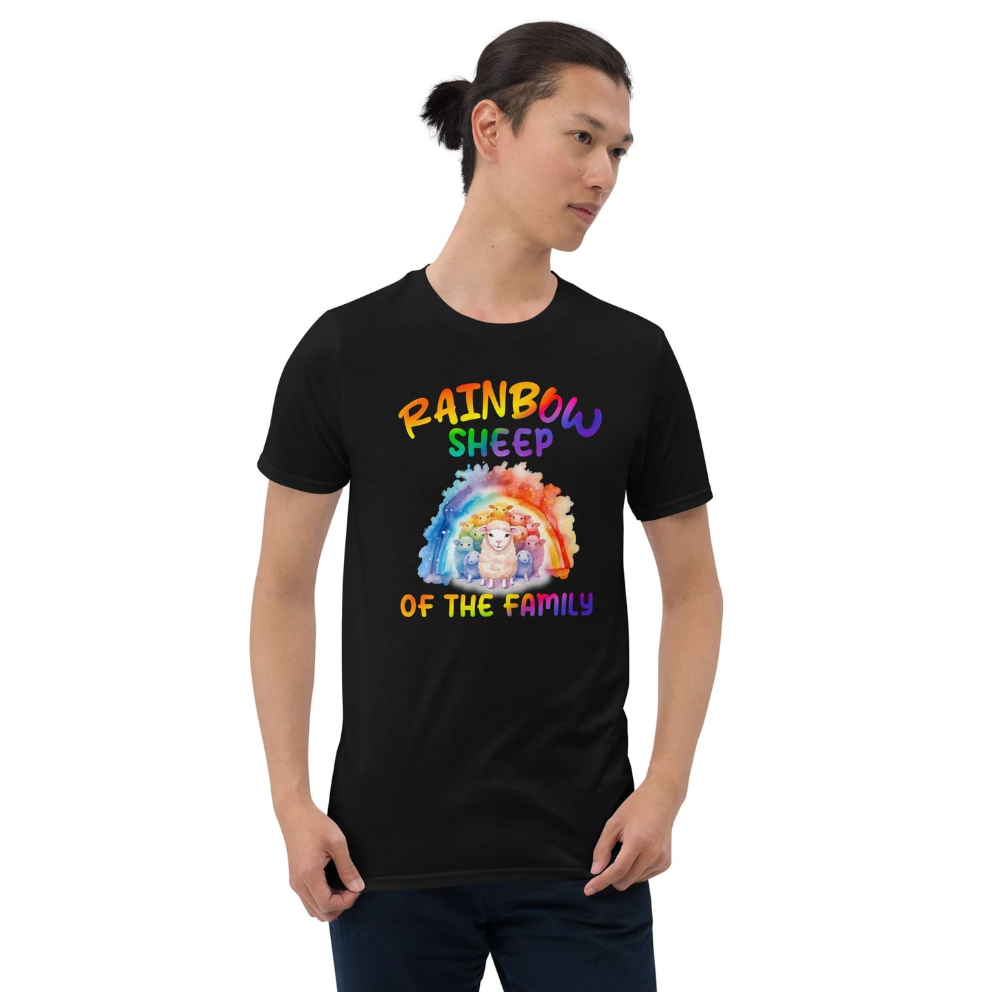 LGBT pride shirt, rainbow sheep of the family tee, model 2