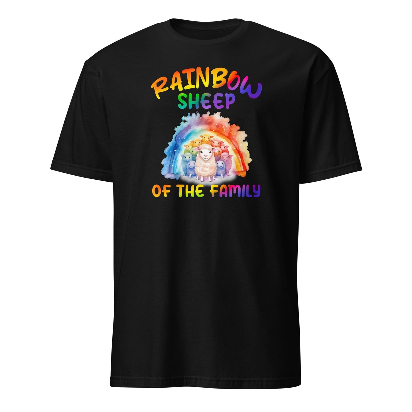 LGBT pride shirt, rainbow sheep of the family tee, black