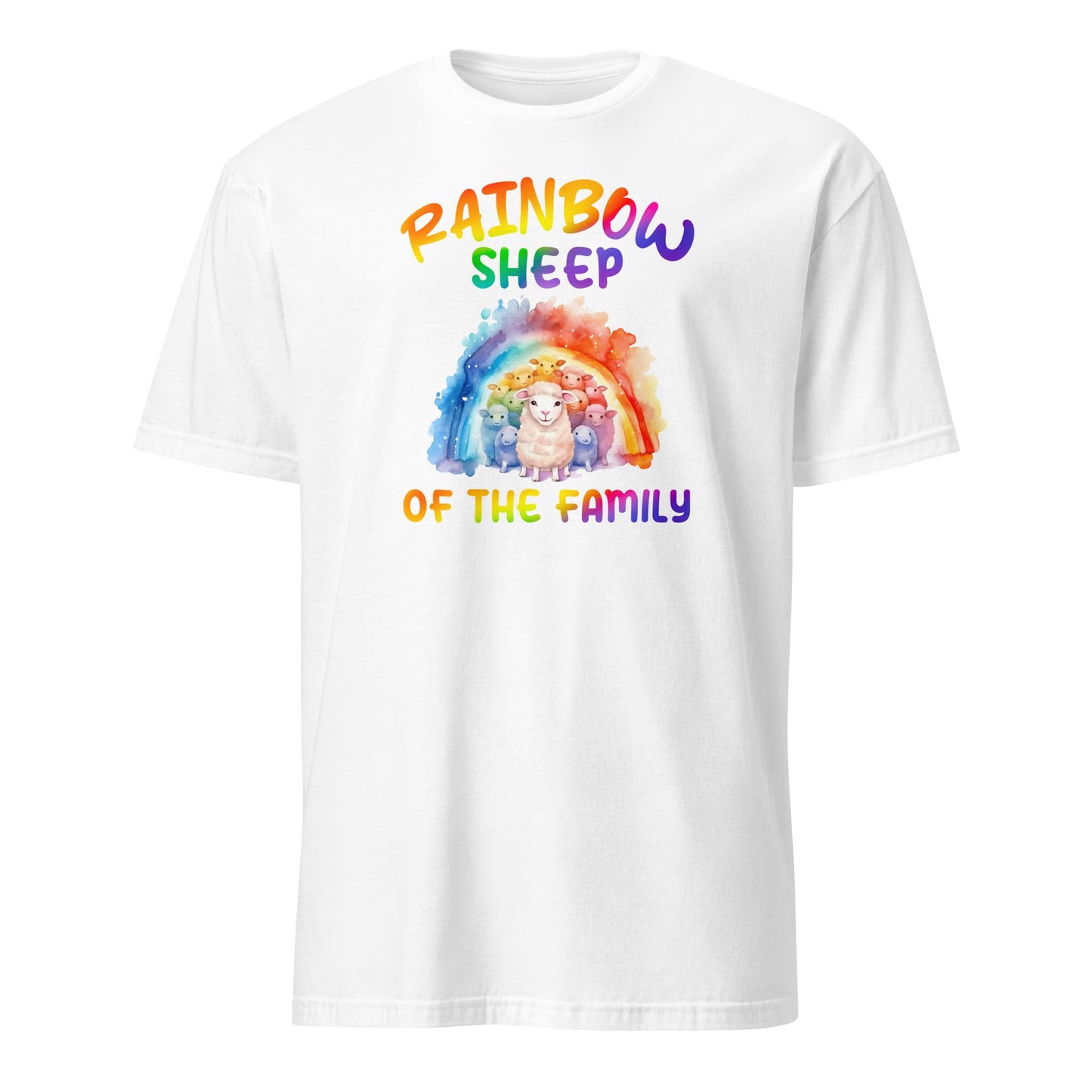 LGBT pride shirt, rainbow sheep of the family tee, white