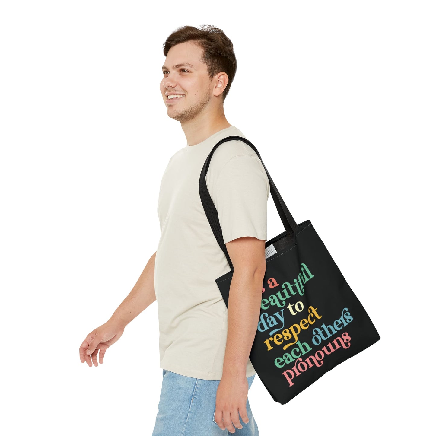 non binary tote bag, respect pronouns bag, medium