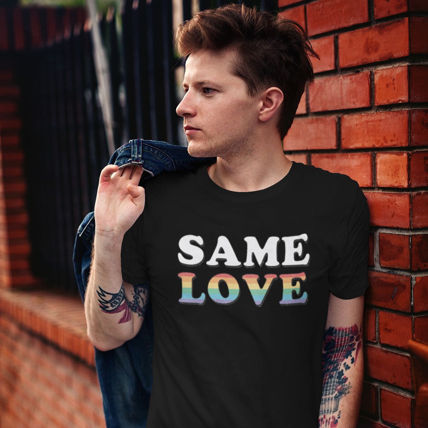 LGBT pride shirt, same love tee, in use