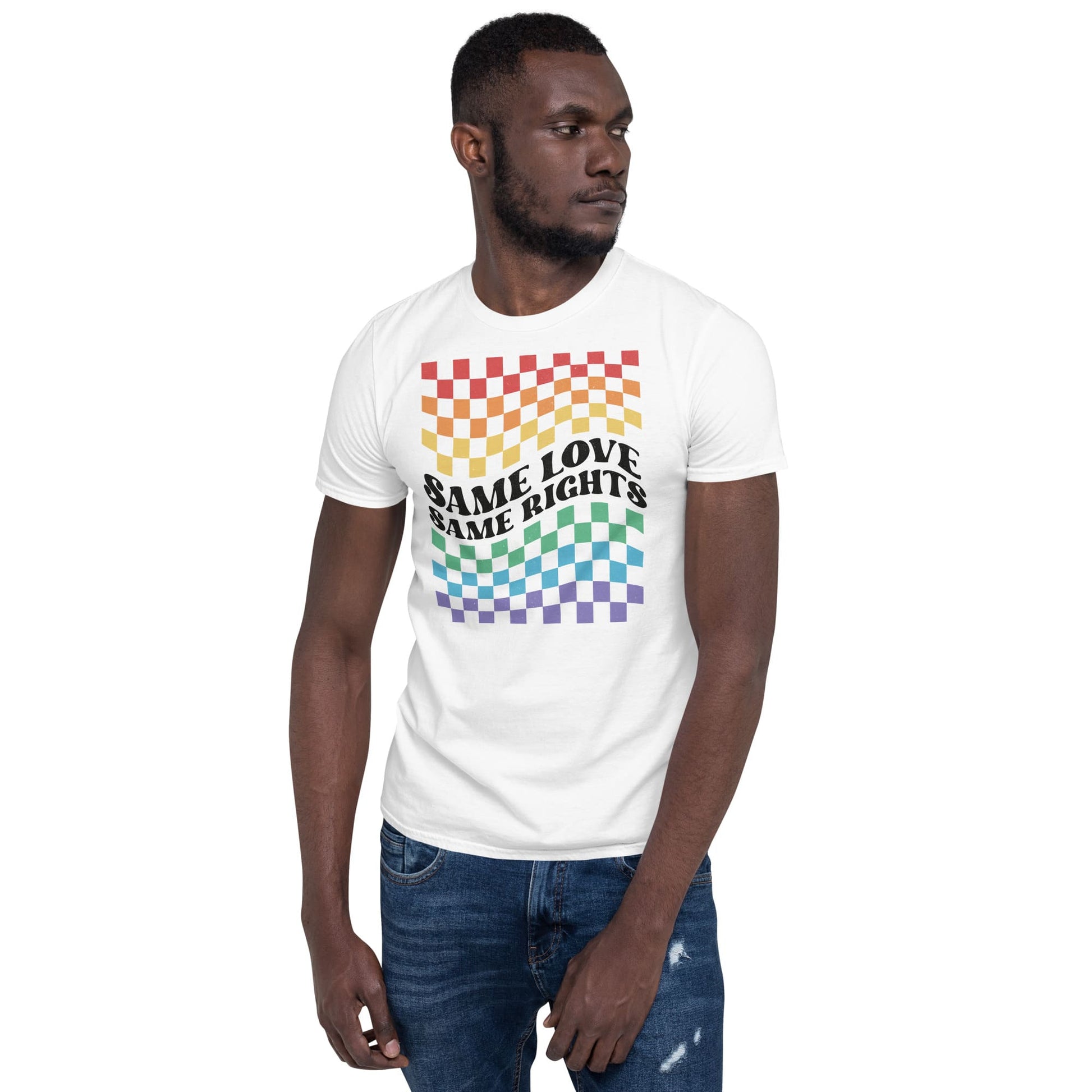 LGBT pride shirt, same love same rights tee, model 1