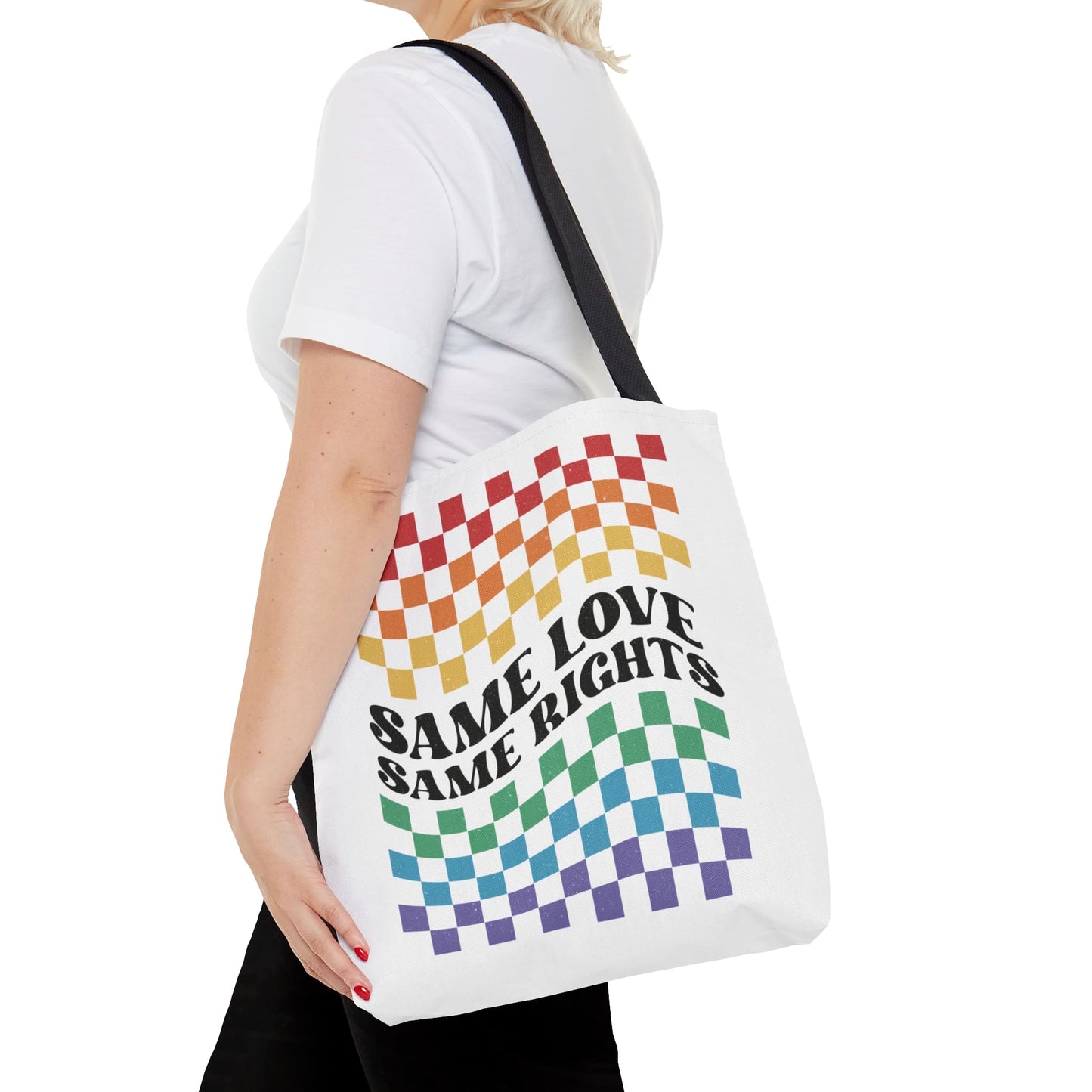 LGBTQ tote bag, same love same rights pride bag, middle