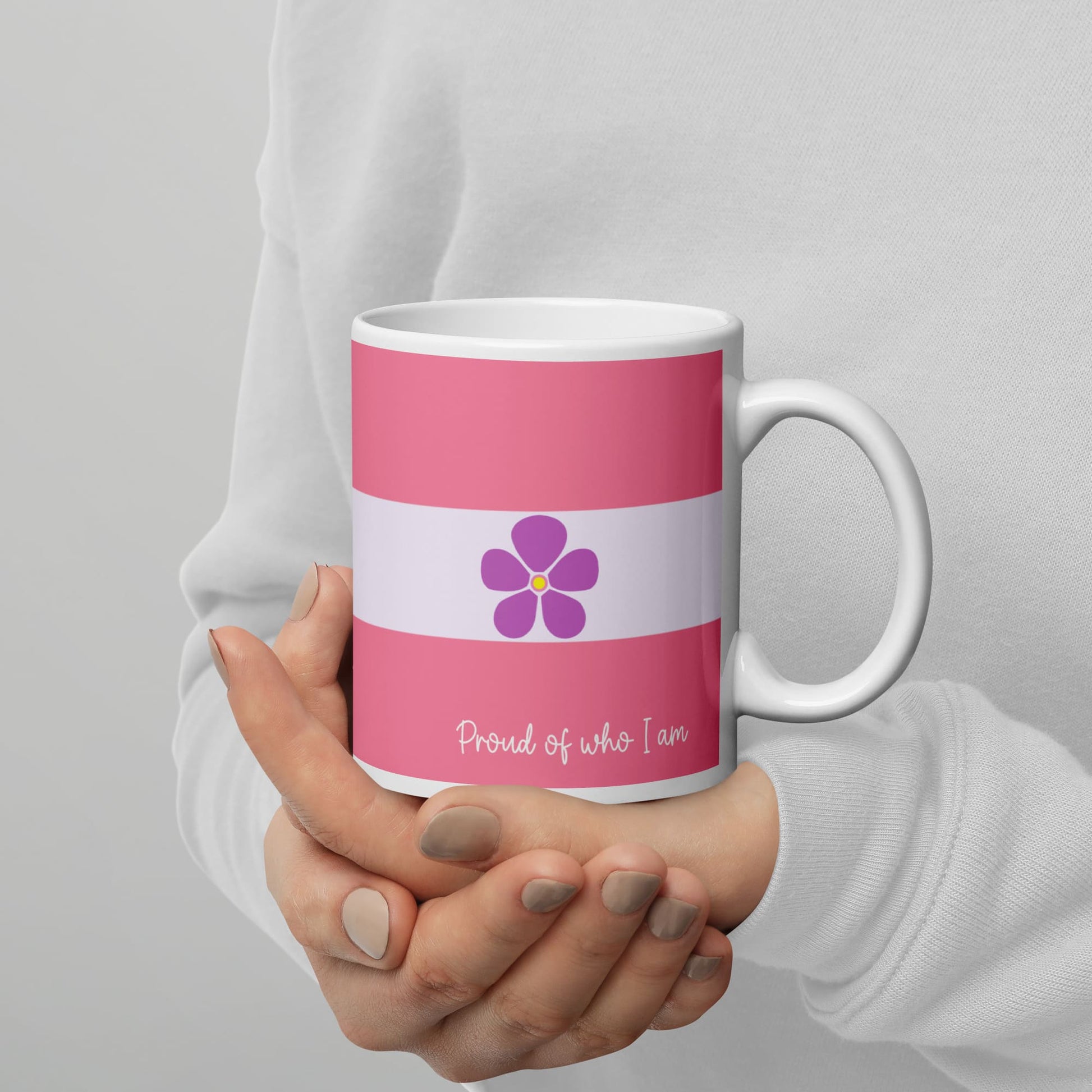 sapphic coffee mug on hands