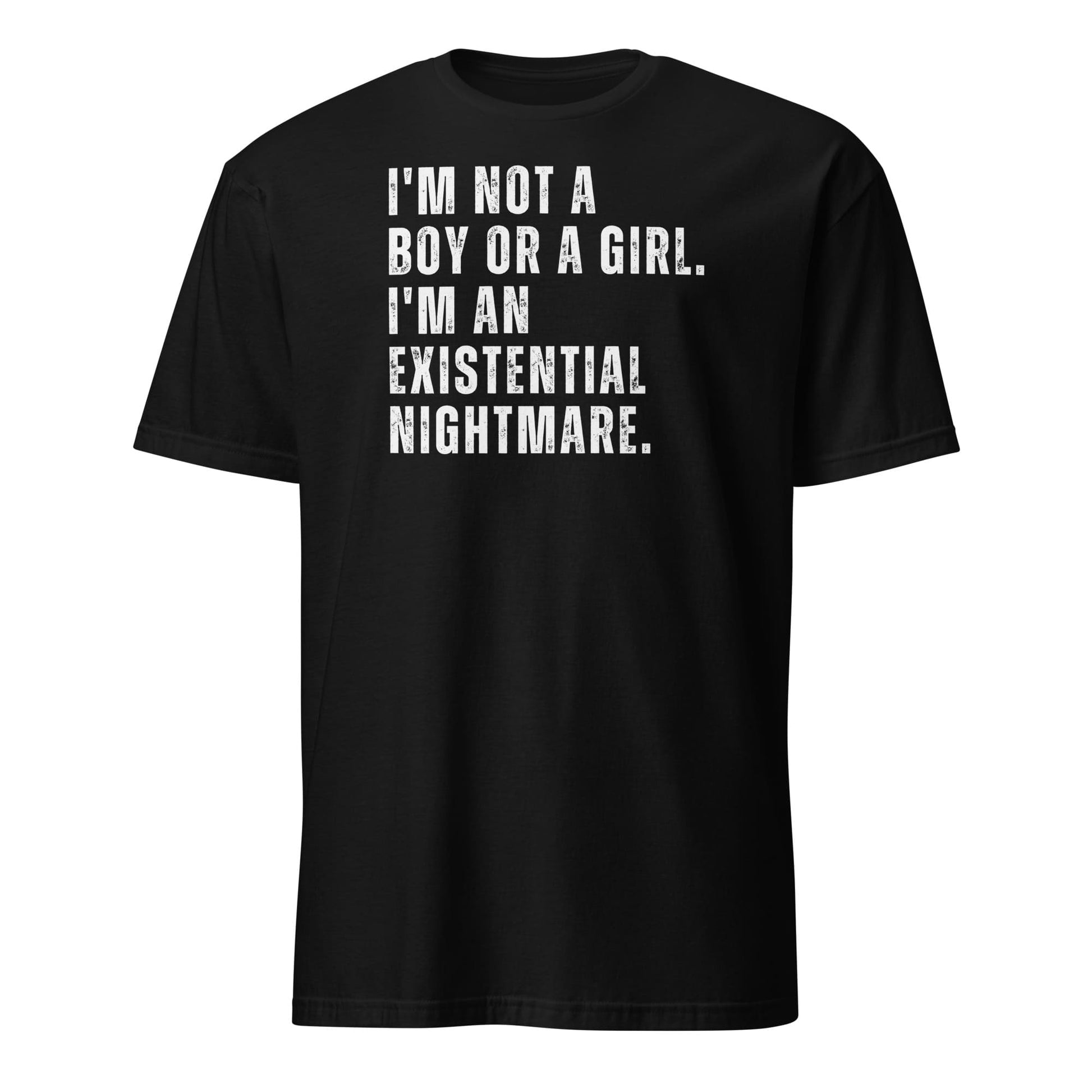 nonbinary shirt, sarcastic queer enby quote, black