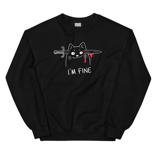 Sarcastic I'm fine cat mental health sweatshirt