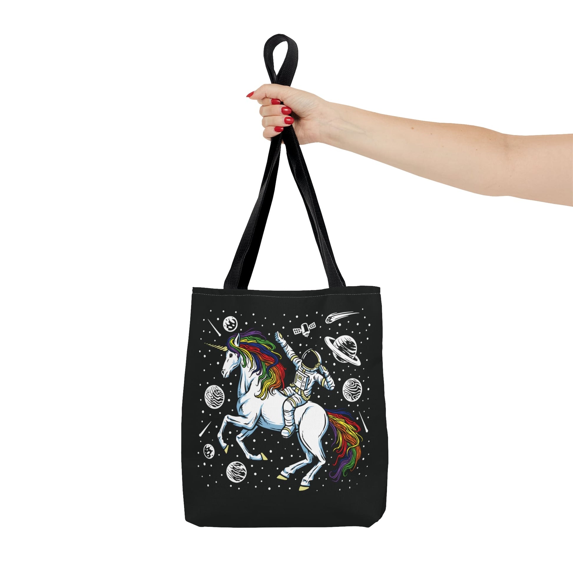 LGBTQ tote bag, astronaut in space riding unicorn LGBT pride bag, small