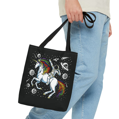 LGBTQ tote bag, astronaut in space riding unicorn LGBT pride bag, small