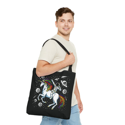 LGBTQ tote bag, astronaut in space riding unicorn LGBT pride bag, large