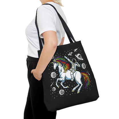 LGBTQ tote bag, astronaut in space riding unicorn LGBT pride bag, large