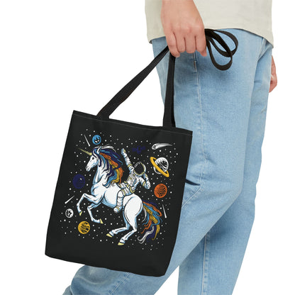 aroace tote bag, astronaut in space riding unicorn aro ace pride, small