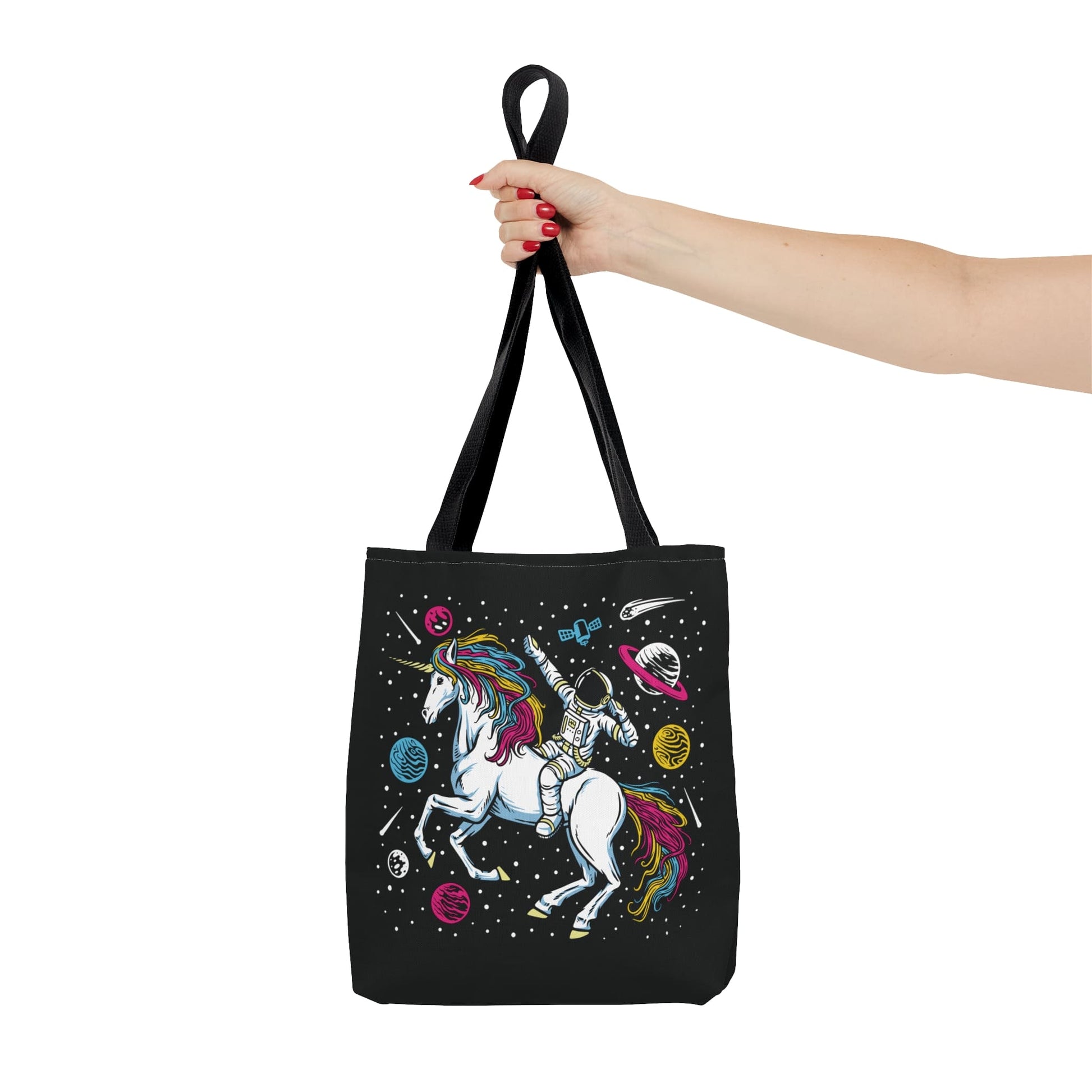 pansexual tote bag, astronaut in space riding unicorn pan pride bag, small