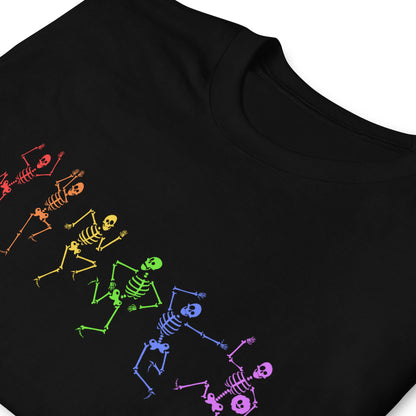 Spooky dancing skeletons pride t shirt