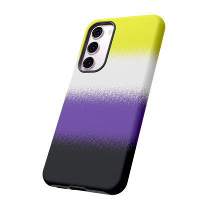 Nonbinary phone case sprayed flag, side