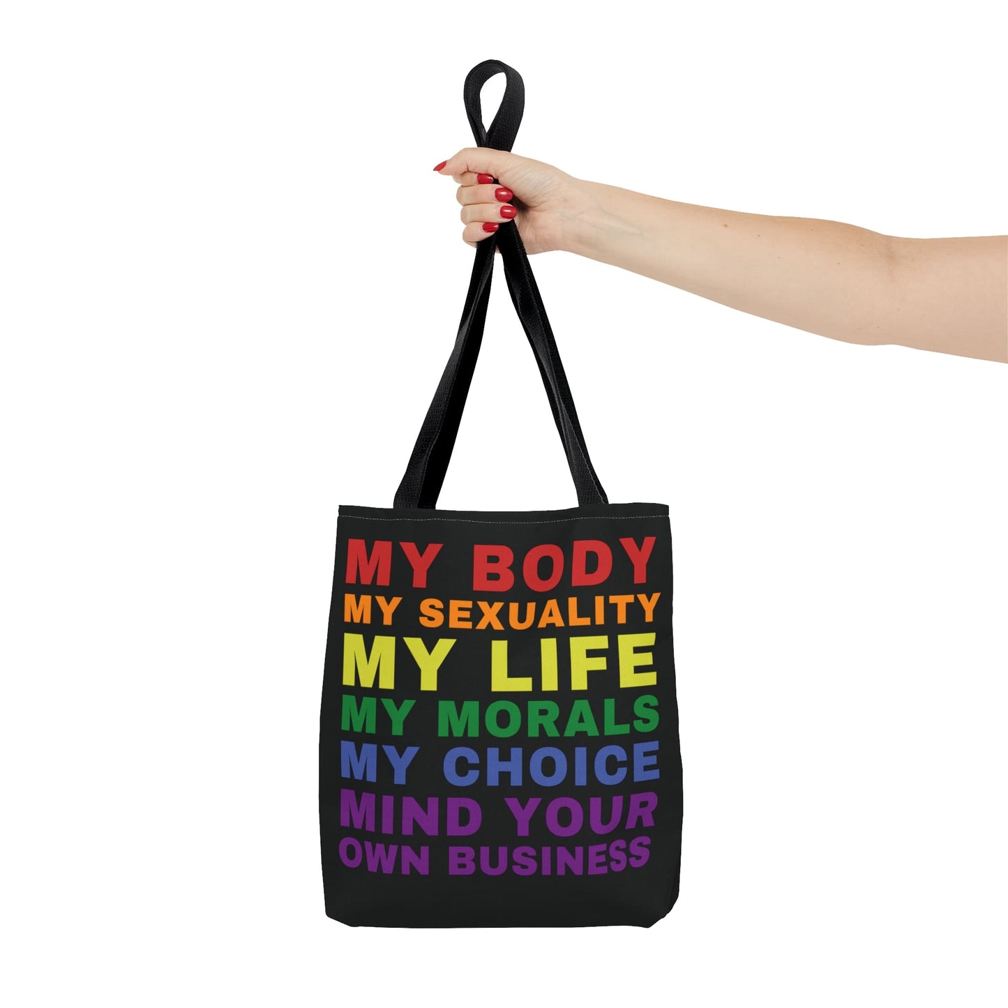 LGBTQ tote bag, rainbow LGBT pride statement bag, small