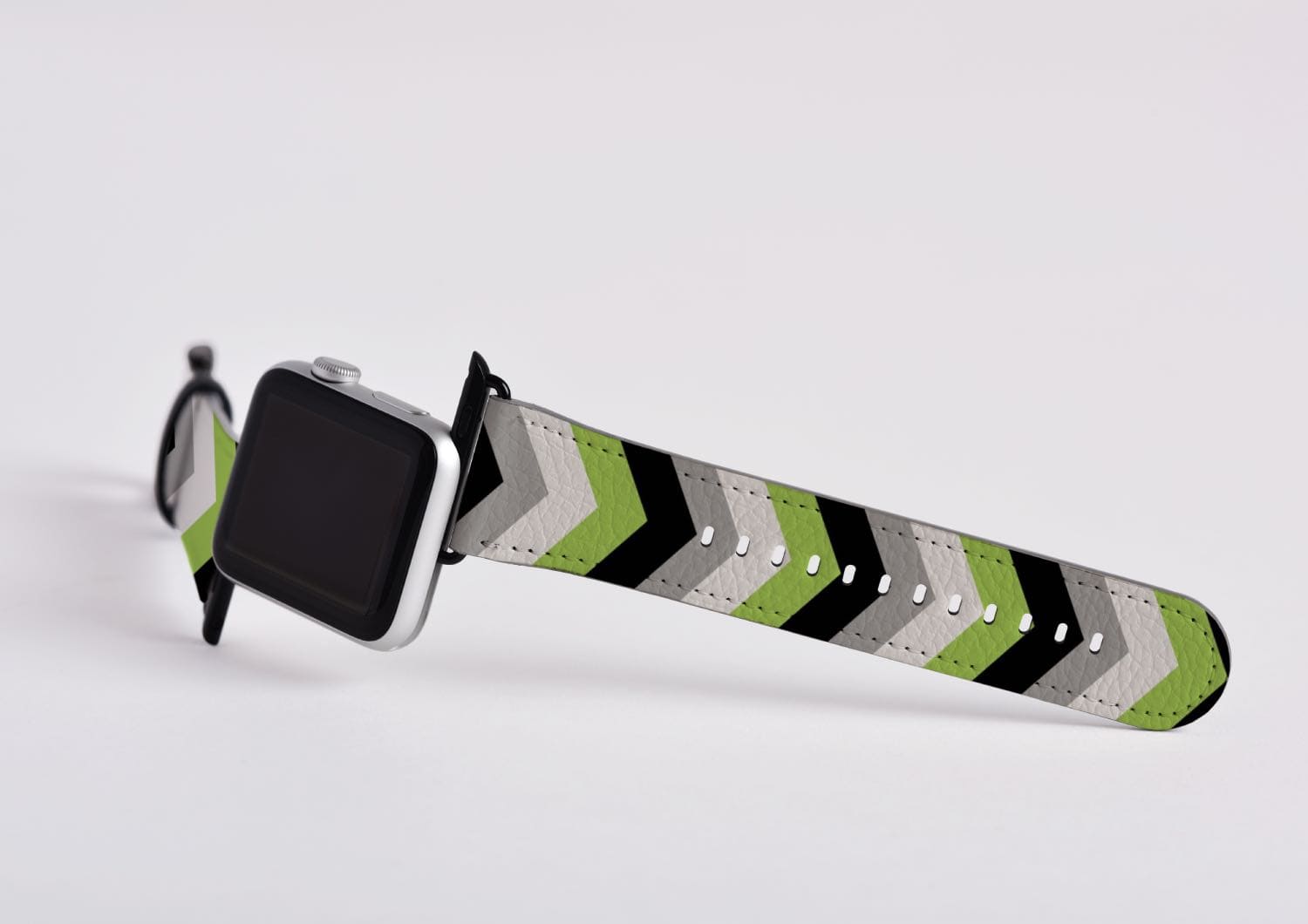 agender apple watch band, discreet chevron pattern, attach